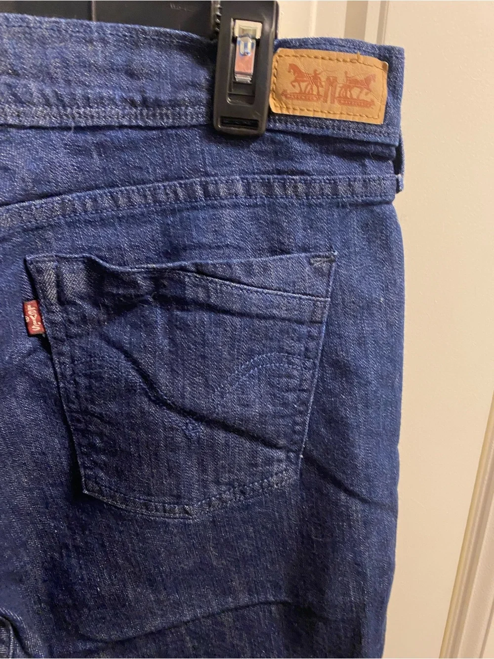 Levis Jeans Shorts 14 Bermuda Dark Blue Stretch Denim Rolled Cuff